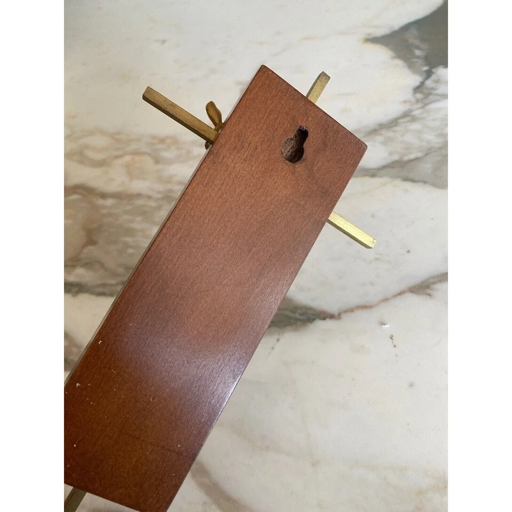 Wall Crucifix Gold Risen Christ Mid Century Modern Wood Plaque 12in